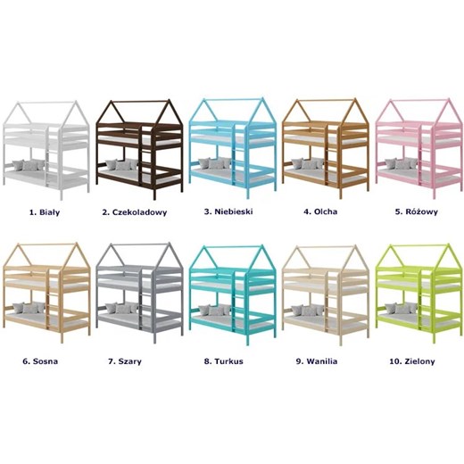 Białe drewniane łóżko piętrowe domek dziecięce - Zuzu 3X 190x90 cm Elior One Size Edinos.pl