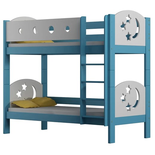 Niebieskie łóżko piętrowe dziecięce z drabinką - Mimi 3X 160x80 cm ze sklepu Edinos.pl w kategorii Łóżka dziecięce - zdjęcie 172213902