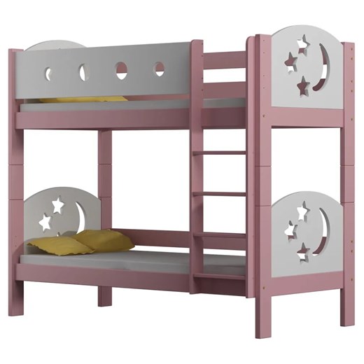 Różowe drewniane łóżko dla dzieci ze stelażami - Mimi 3X 180x90 cm ze sklepu Edinos.pl w kategorii Łóżka dziecięce - zdjęcie 172213934