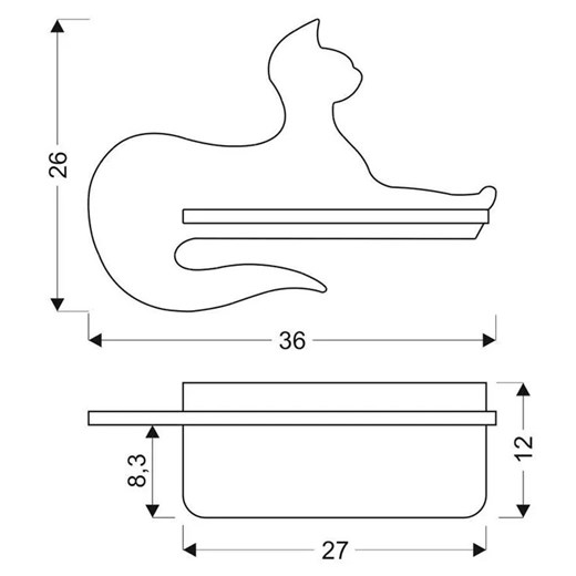 Czarna lampka led w kształcie kota z drewnianą półką - K003-Riri Lumes One Size Edinos.pl