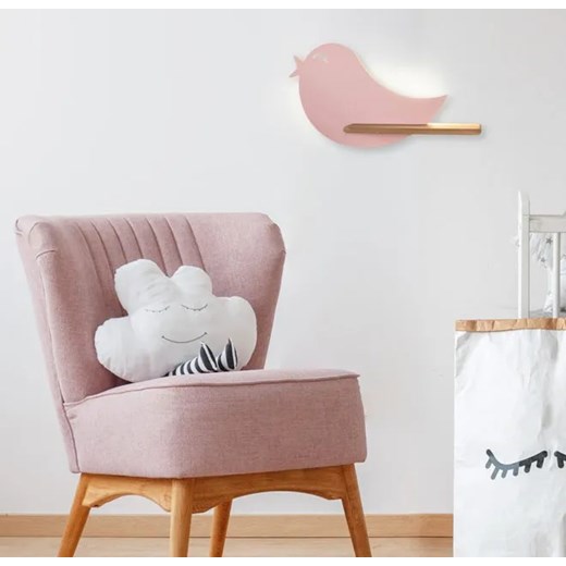 Różowa lampka ścienna dziecięca w kształcie ptaszka - K033-Kaka Lumes One Size Edinos.pl