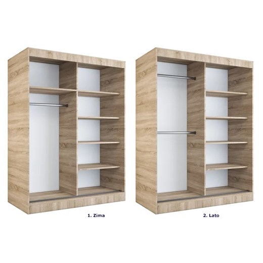 Szafa przesuwna z lustrem 150 cm dąb sonoma + biały - Edna 4X Elior One Size Edinos.pl okazja