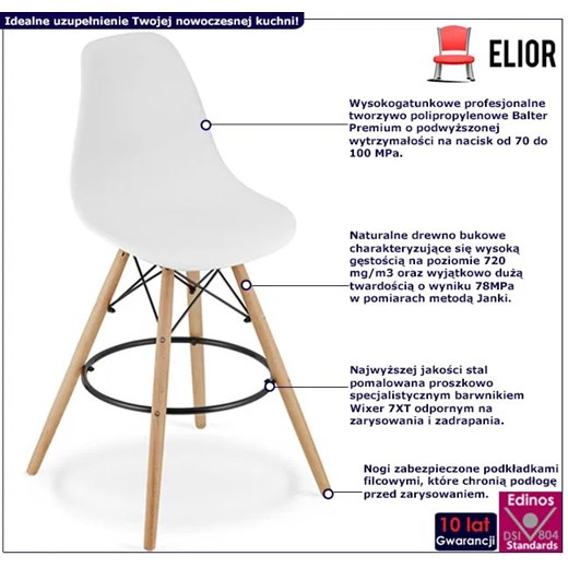 Biały skandynawski hoker barowy - Fedo 3X Elior One Size Edinos.pl