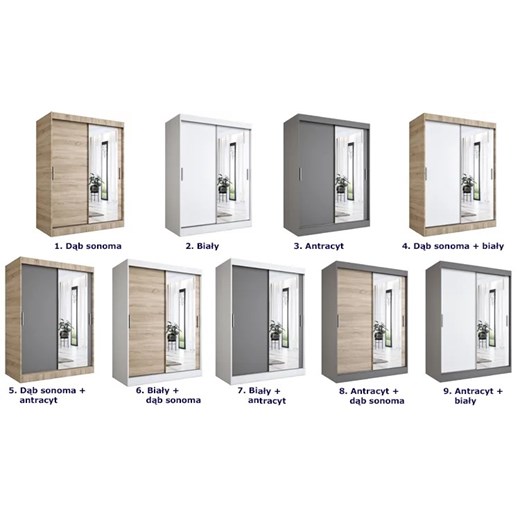 Szafa przesuwna antracyt + biały 150 cm - Palmira 4X Elior One Size Edinos.pl