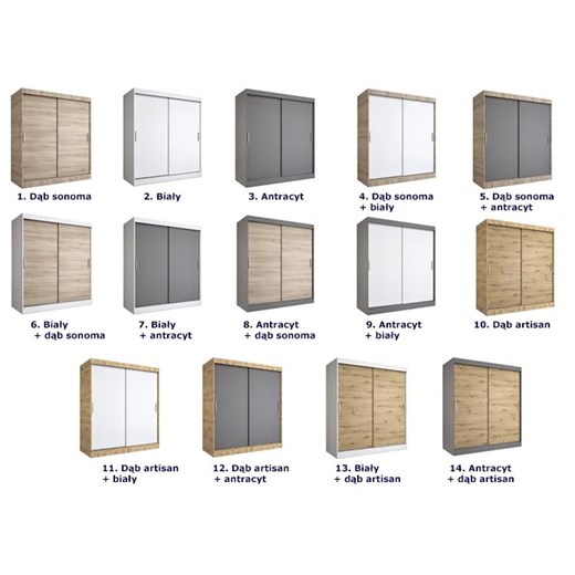 Szafa przesuwna 180 cm dąb sonoma + antracyt - Corina 5X Elior One Size promocyjna cena Edinos.pl