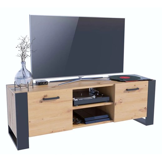 Nowoczesna szafka RTV dąb artisan 150 cm - Berno Elior One Size Edinos.pl