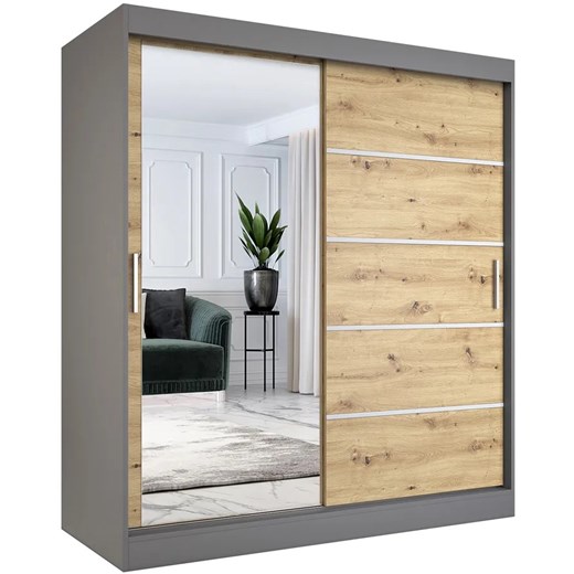 Szafa przesuwna 180 cm antracyt + dąb artisan - Felix 5X Elior One Size Edinos.pl
