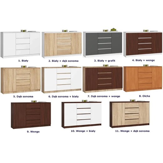 Długa komoda z gładkim frontem dąb sonoma + wenge - Gambi 3X Elior One Size Edinos.pl