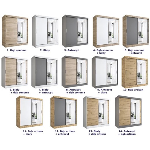 Szafa przesuwna antracyt + biały 180 cm - Palmira 5X Elior One Size Edinos.pl