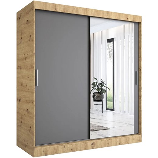 Szafa przesuwna dąb artisan + antracyt 180 cm - Palmira 5X Elior One Size Edinos.pl