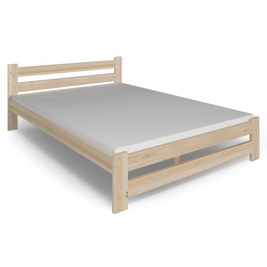 Sosnowe podwójne łóżko z materacem 140x200 - Zinos ze sklepu Edinos.pl w kategorii Łóżka i materace - zdjęcie 172215240