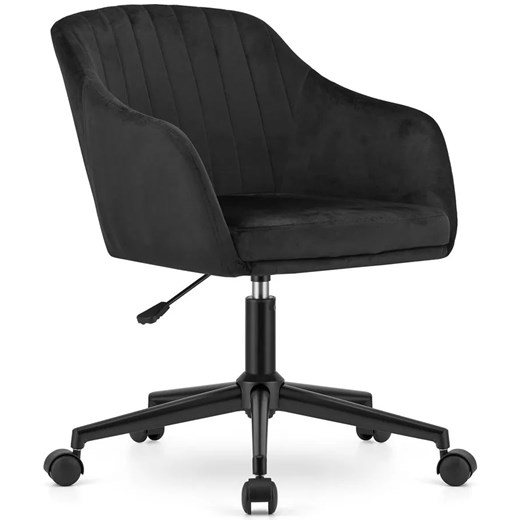 Czarny welurowy fotel obrotowy do gabinetu - Brasi Elior One Size Edinos.pl