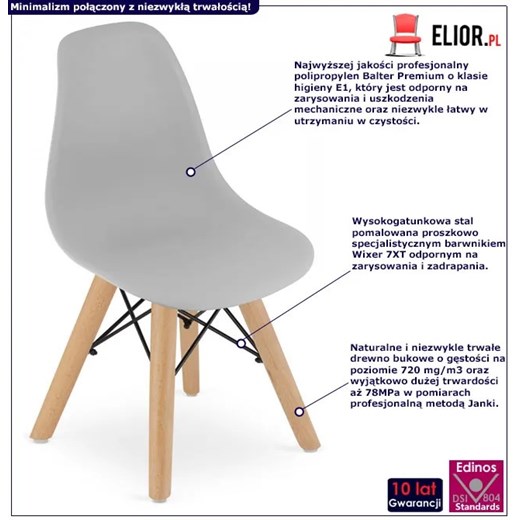 Zestaw 4 szt. szarych krzeseł dziecięcych - Suzi Elior One Size Edinos.pl