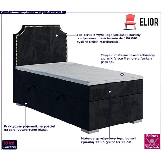 Pojedyncze łóżko hotelowe 80x200 Lenox - 40 kolorów Elior One Size okazyjna cena Edinos.pl
