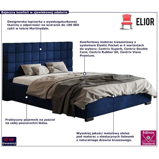Łóżko tapicerowane 180x200 Salerno 4X - 36 kolorów Elior One Size Edinos.pl