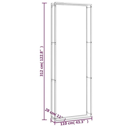 Wysoki stojak na drewno do salonu - Erwi 8X 110x28x312 Elior One Size wyprzedaż Edinos.pl