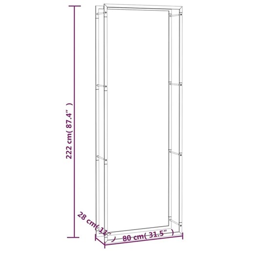 Loftowy stojak na opał do kominka - Erwi 7X 80x28x222 Elior One Size Edinos.pl