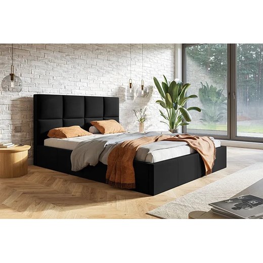 Czarne tapicerowane łóżko 140x200 - Nikos 2X Elior One Size Edinos.pl
