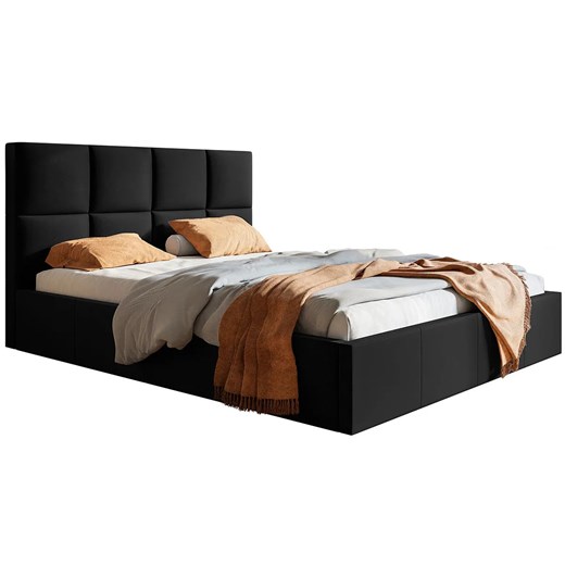 Czarne tapicerowane łóżko 140x200 - Nikos 2X Elior One Size Edinos.pl