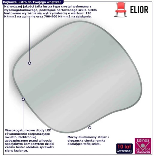 Nieregularne lustro w metalowej ramie 70x60 cm Volvero 5X - 4 kolory Elior One Size Edinos.pl