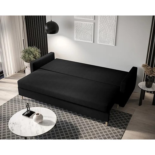 Czarna sofa+ rozkładana - Petra Elior One Size promocja Edinos.pl