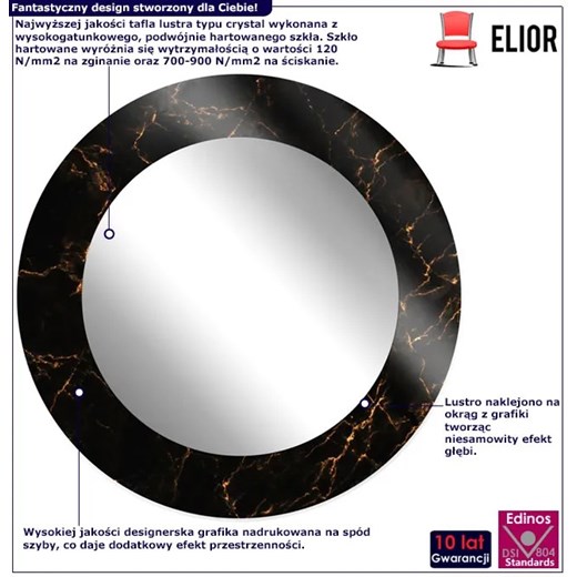 Okrągłe lustro w stylu glamour - Tutori 6X 3 rozmiary Elior One Size Edinos.pl