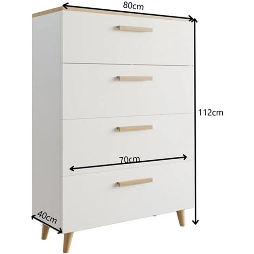 Biała komoda 80 cm z 4 szufladami - Kresco Elior One Size Edinos.pl