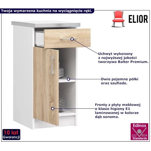 Dolna szafka kuchenna z blatem dąb sonoma 40 cm -  Bolivia 3X Elior One Size Edinos.pl