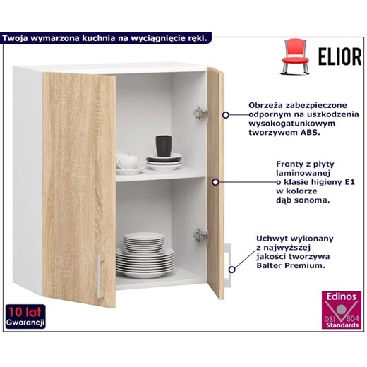Górna szafka kuchenna z podwójnym frontem 60 cm - Bolivia 18X Elior One Size Edinos.pl