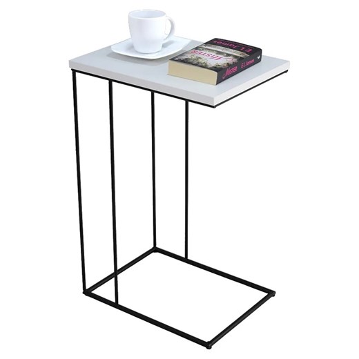 Biały stolik pomocniczy z czarnym stelażem - Texti 5X ze sklepu Edinos.pl w kategorii Stoliki kawowe - zdjęcie 172218490