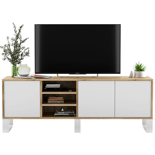 Szafka na TV dąb wotan + biały - Avila 9X ze sklepu Edinos.pl w kategorii Szafki RTV - zdjęcie 172218570