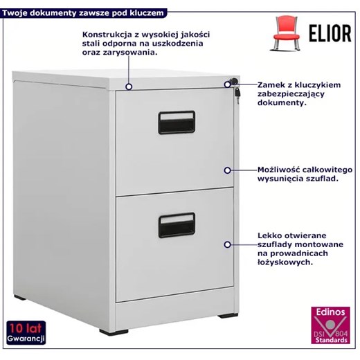 Jasnoszary zamykany kontenerek biurowy - Miron 3X Elior One Size Edinos.pl