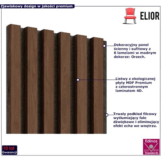 Akustyczne panele lamelowe 2 szt. orzech - Mavel Elior One Size promocja Edinos.pl