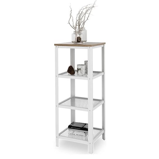 Nowoczesny regał z półkami biały + dąb lancelot - Olik 5X Elior One Size Edinos.pl