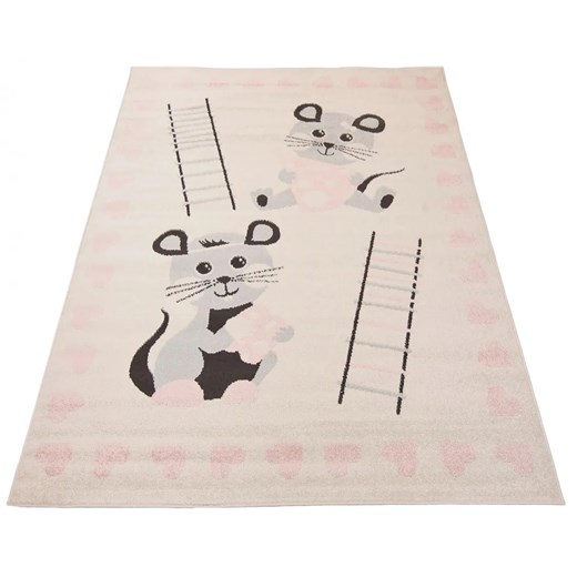 Różowy dywan z myszkami dla dzieci - Animas 4X ze sklepu Edinos.pl w kategorii Tekstylia dziecięce - zdjęcie 172219022