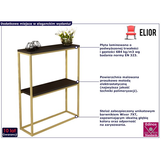 Wąska konsola w stylu glamour złoty + czarny - Erosa 3X Elior One Size okazyjna cena Edinos.pl