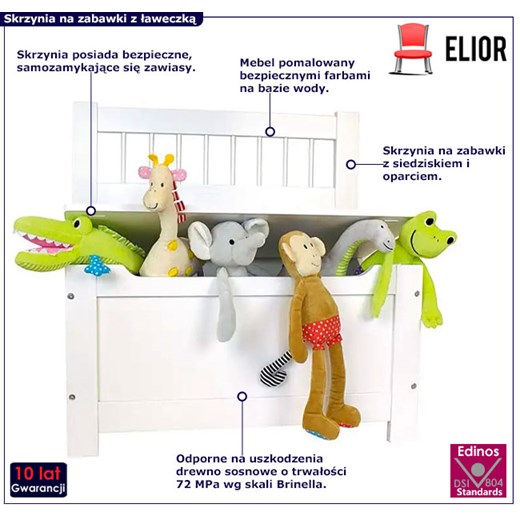 Dziecięca skrzynia na zabawki z ławką - Olla Elior One Size okazja Edinos.pl