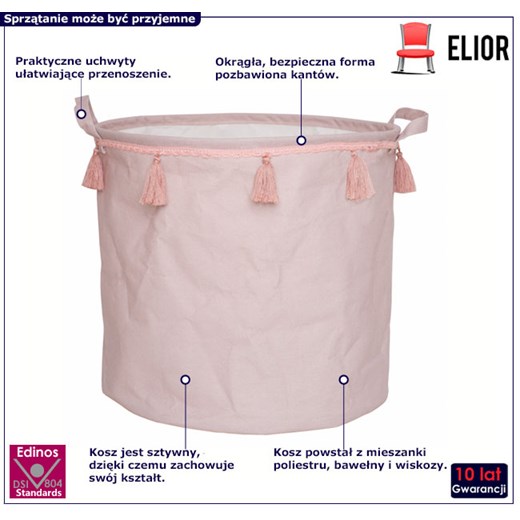 Różowy pojemnik na zabawki dla dziewczynki - Deto 4X Elior One Size okazja Edinos.pl