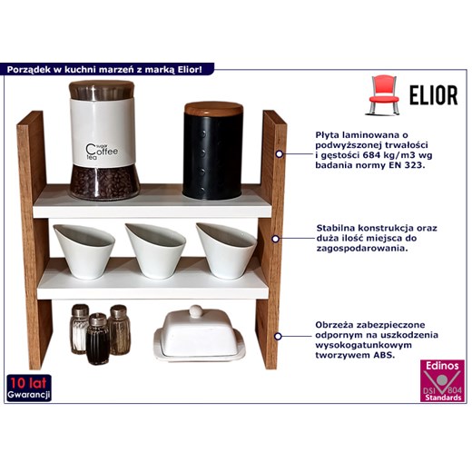 Półka kuchenna na przyprawy dąb craft + biały - Roksi Elior One Size promocyjna cena Edinos.pl