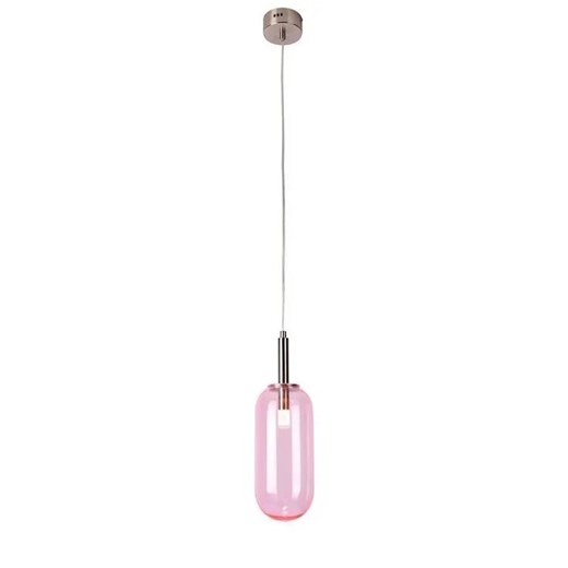 Różowa szklana lampa wisząca LED - V013-Solis Lumes One Size Edinos.pl