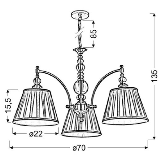 Trzyramienny żyrandol klasyczny - V020-Solemi Lumes One Size Edinos.pl