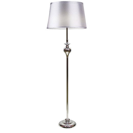 Srebrna lampa podłogowa z abażurem - T031 - Tokis ze sklepu Edinos.pl w kategorii Lampy podłogowe - zdjęcie 172219844