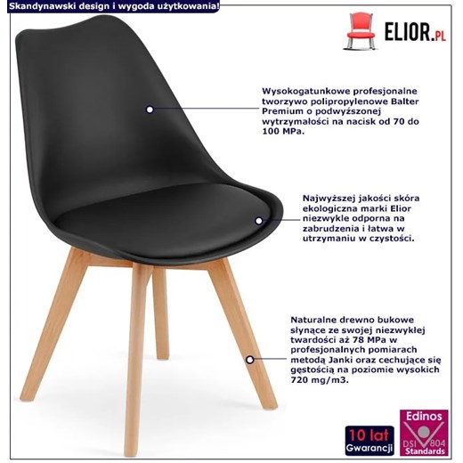 Czarne skandynawskie krzesło - Asaba 3X Elior One Size Edinos.pl