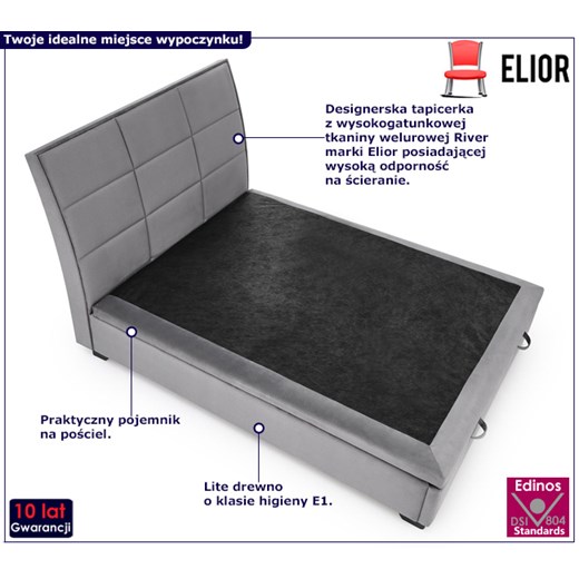 Szare tapicerowane welurem łóżko 160x200 cm - Ebro 4X Elior One Size Edinos.pl