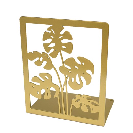 Złota podpórka na książki z dekorem roślinnym - Morik ze sklepu Edinos.pl w kategorii Akcesoria biurowe - zdjęcie 172220271