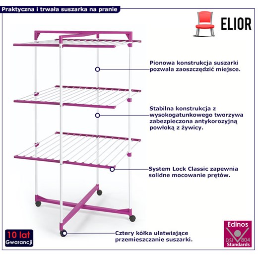 Pionowa suszarka na pranie na kółkach - Igna Elior One Size Edinos.pl