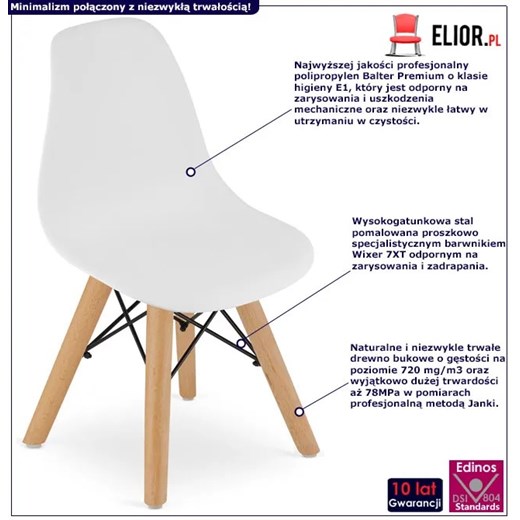 Białe krzesło skandynawskie do pokoju dziecięcego - Suzi 3X Elior One Size Edinos.pl