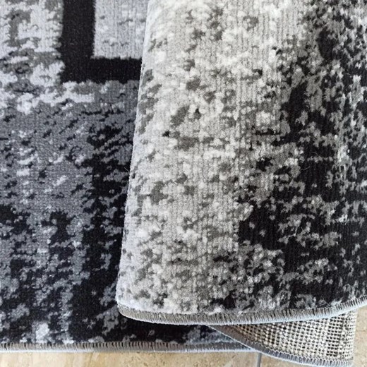 Szary dywan w kwadratowe wzory - Hefi 7X Profeos One Size Edinos.pl