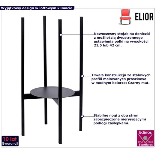 Loftowy metalowy kwietnik - Elmar 3X Elior One Size Edinos.pl