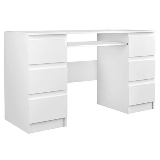 Białe duże biurko do gabinetu z szufladami - Liner 2X ze sklepu Edinos.pl w kategorii Biurka i sekretarzyki - zdjęcie 172220624